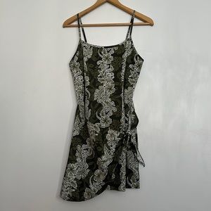 Sharnel Green Hawaiian Dress 90s Tropical Floral Mini Dress